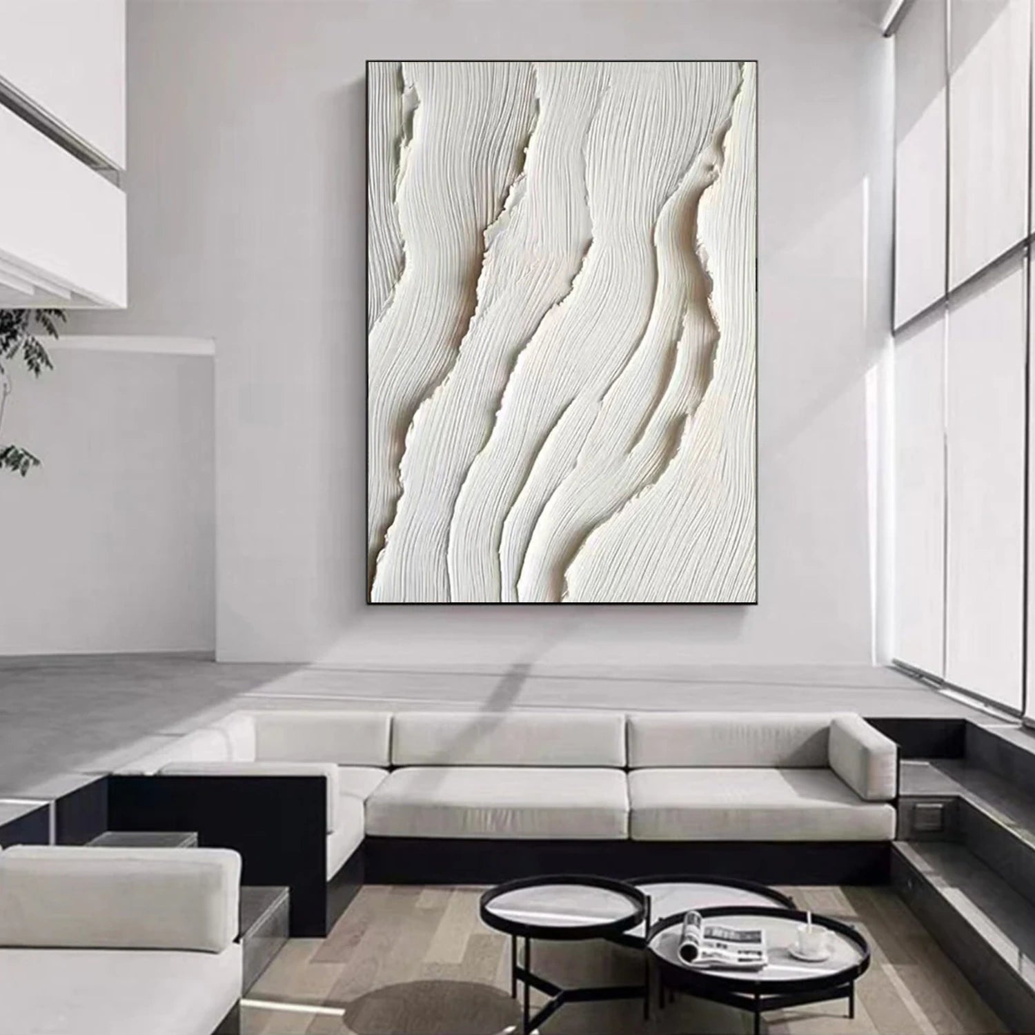 White Minimalist Textured Canvas Art #WM089