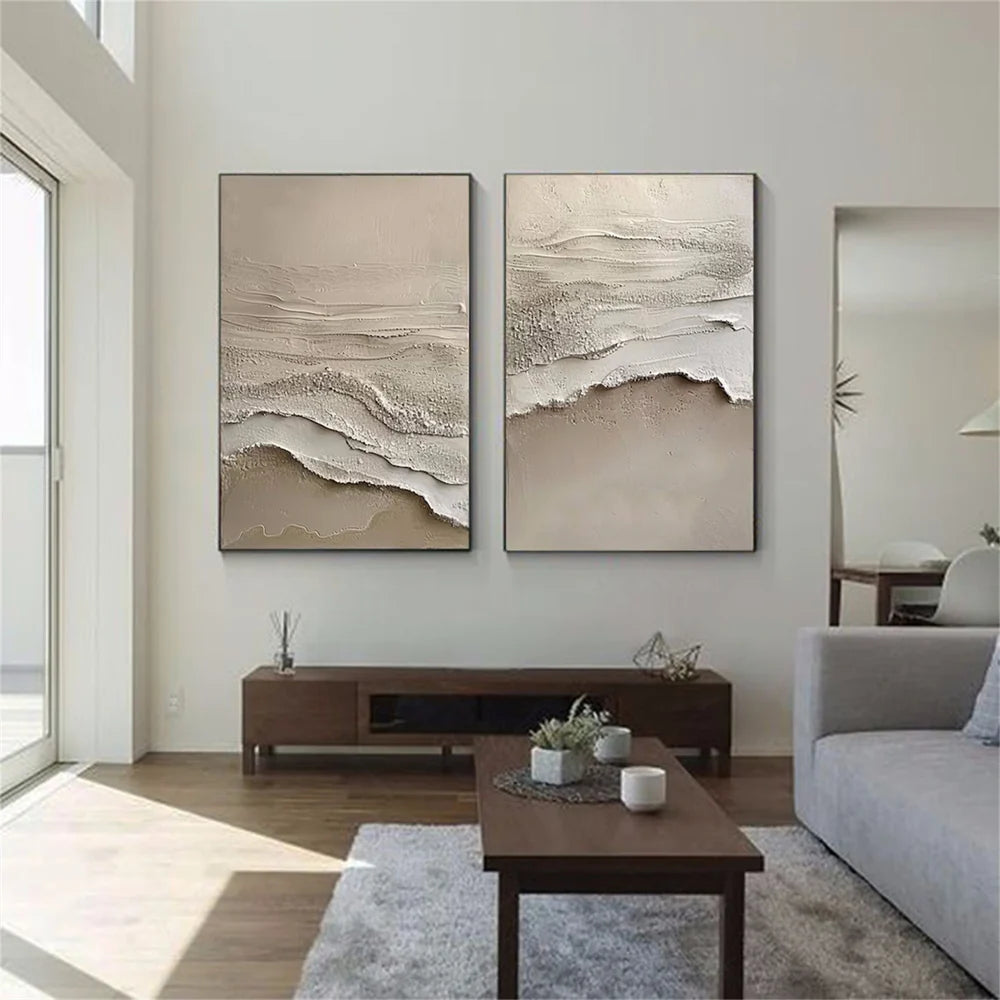 Minimalist Ocean And Sky Textured Canvas Art Set of 2 #OC003