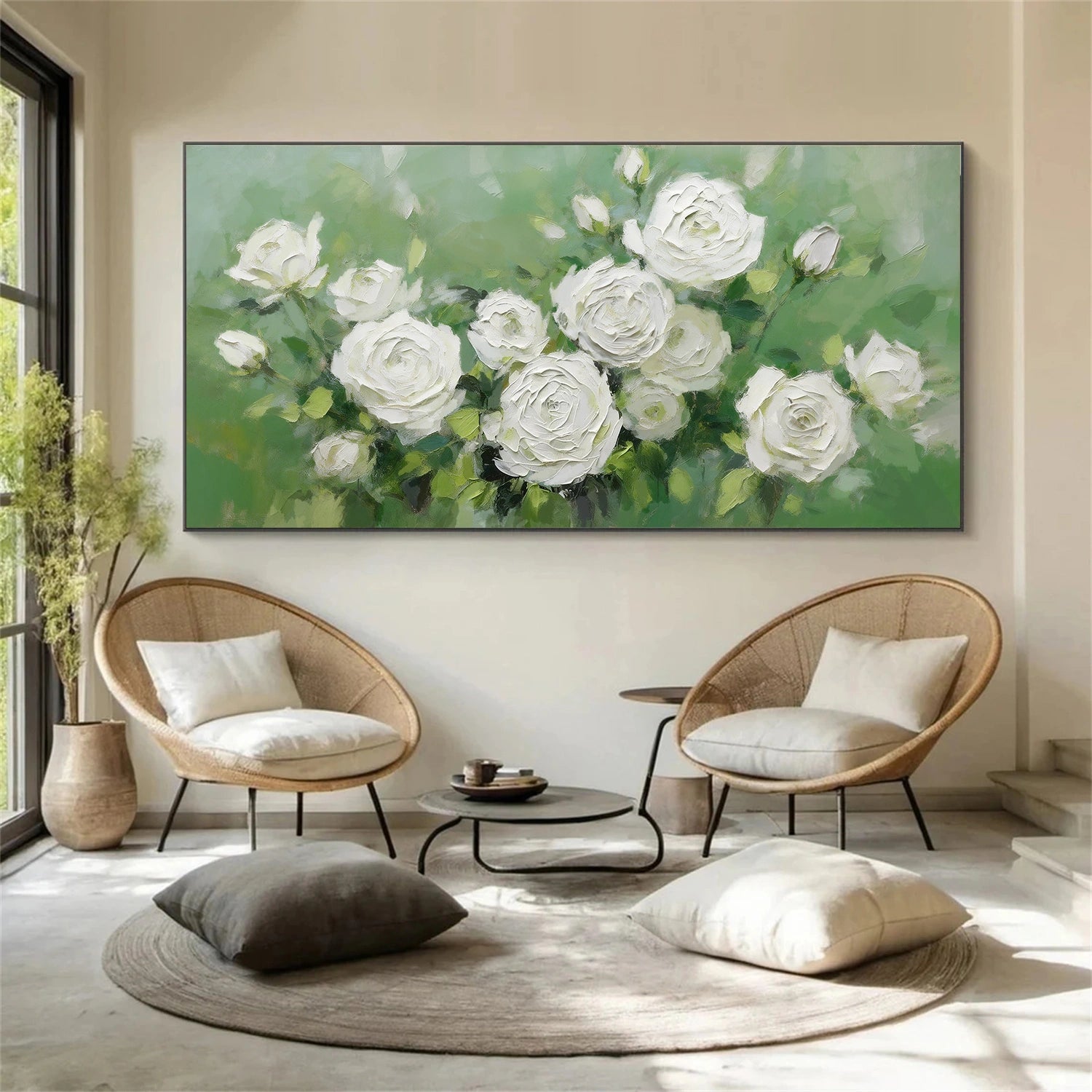 Abstract Flower And Tree Textured Canvas Art #MF164
