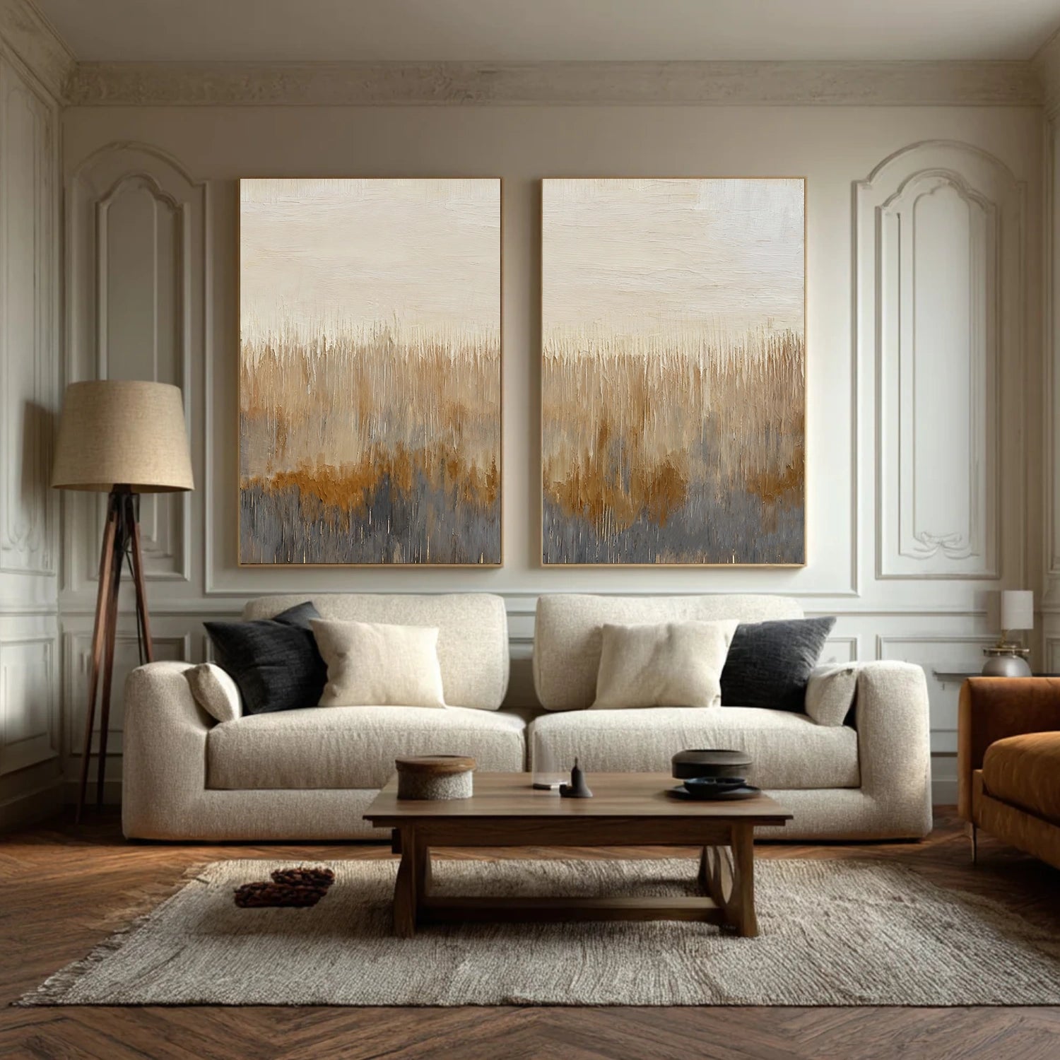 Beige and Brown Abstract Wall Art Set of 2 #VA202