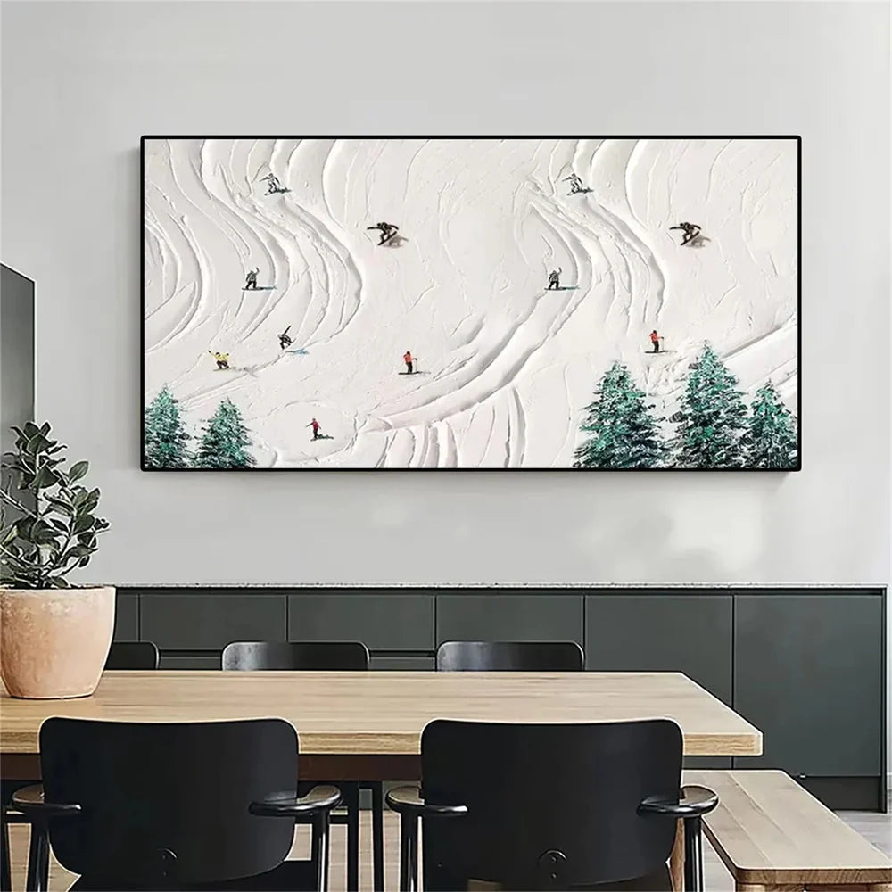 Skiing Sport Textured Canvas Painting #PB016