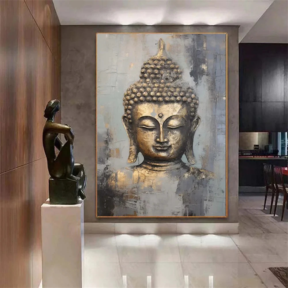 Abstract Buddha Portrait Textured Wall Art # LA007