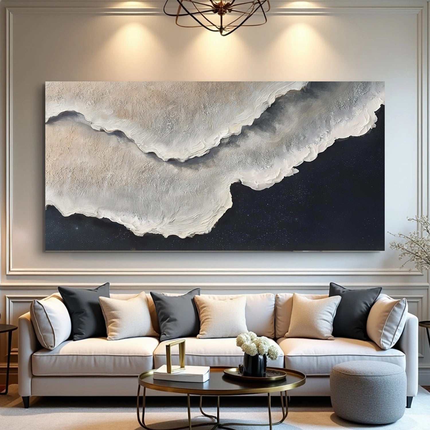 Minimalist Ocean And Sky Textured Canvas Art #OC164