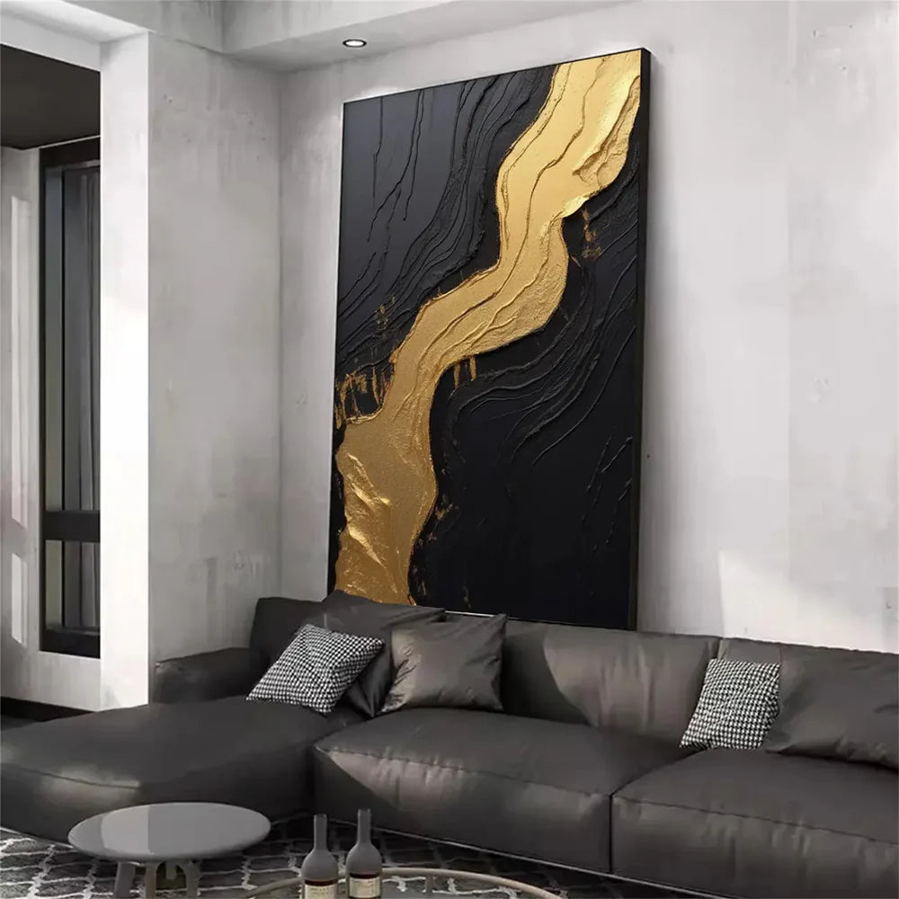 Black Minimalist Textured Canvas Art #WZ071