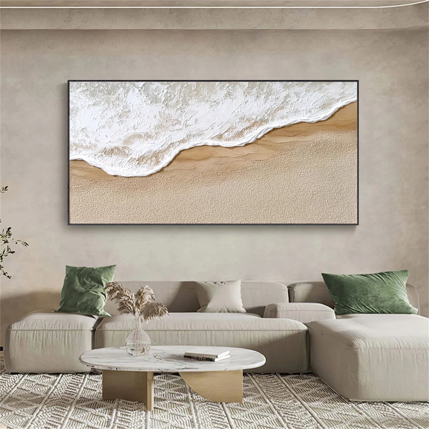 Minimalist Ocean And Sky Textured Canvas Art #OC140