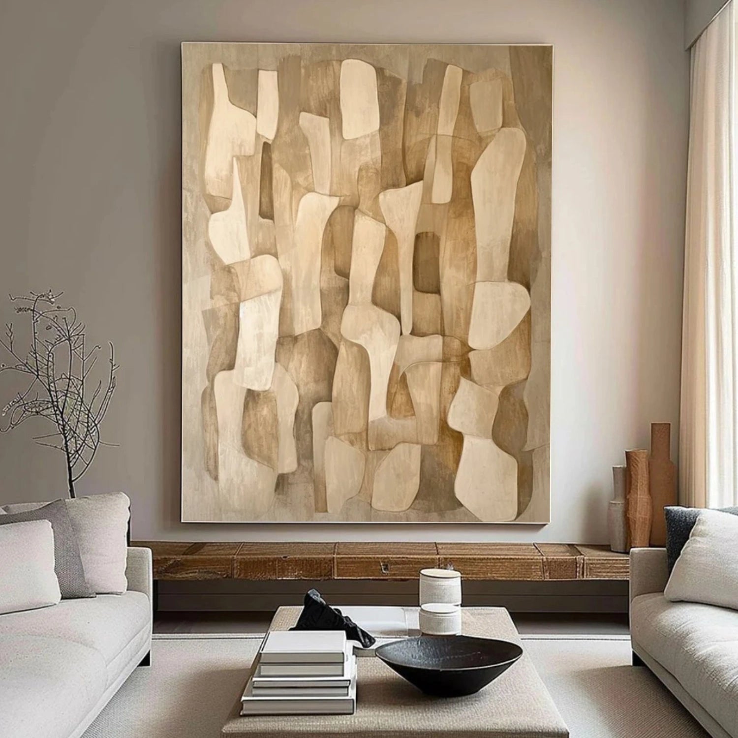 Beige and Brown Abstract Wall Art #VA152