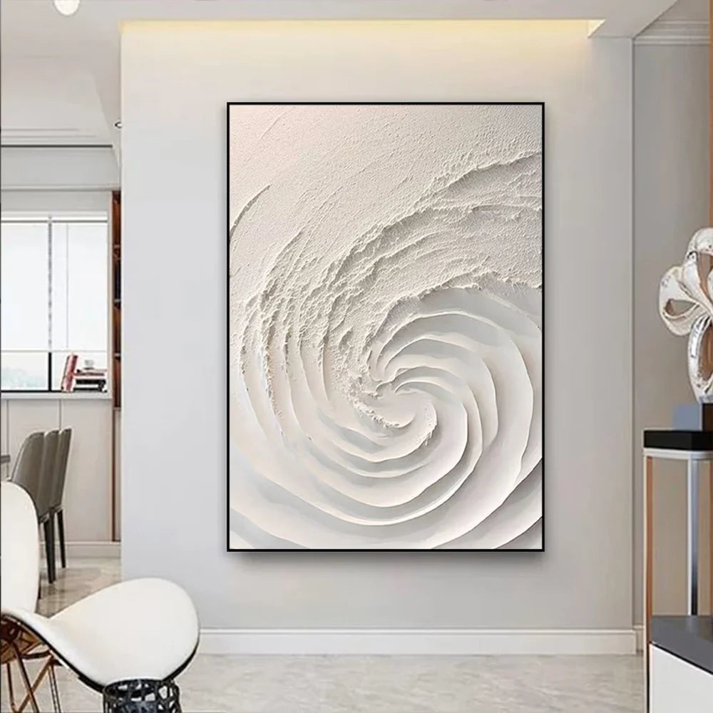 White Minimalist Textured Wall Art #WM030