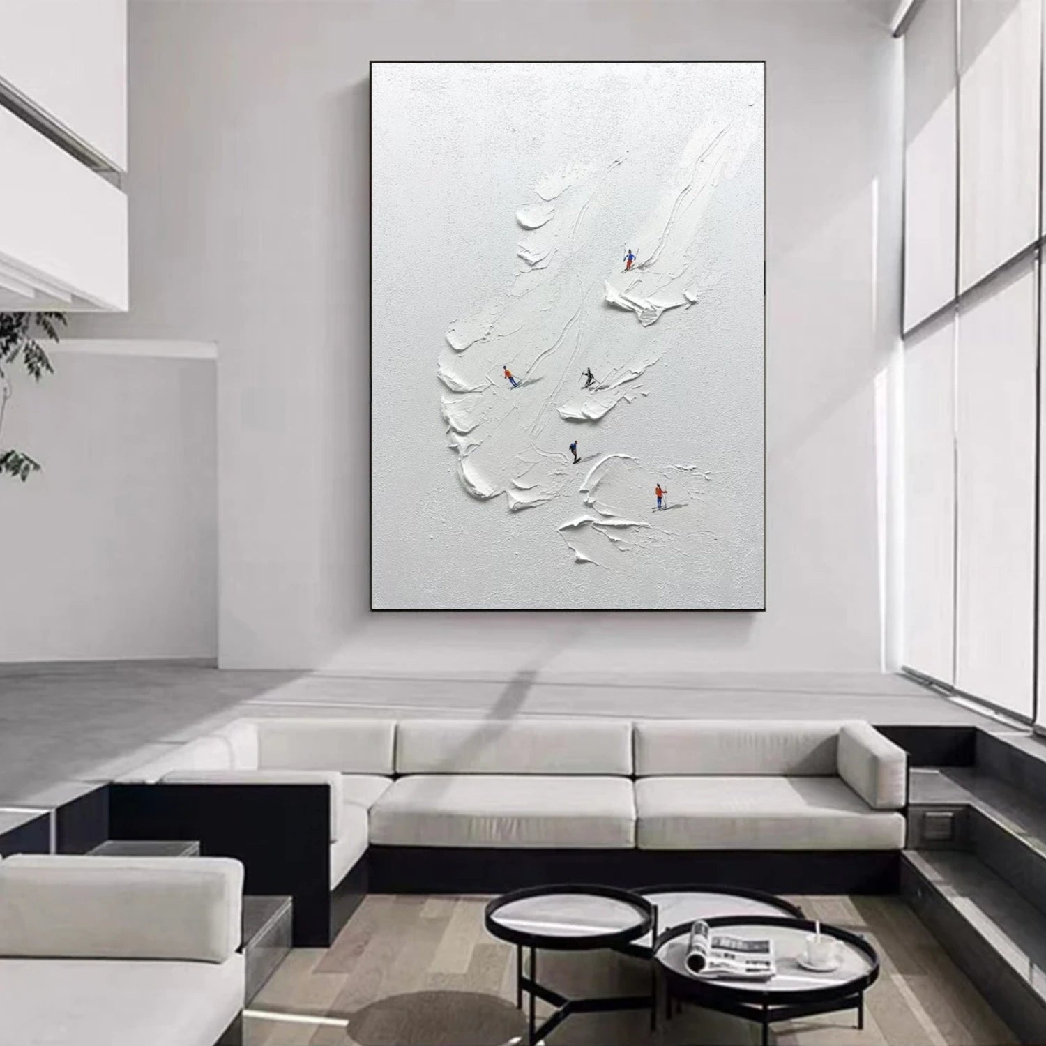 Skiing Sport Textured Canvas Painting #PB056