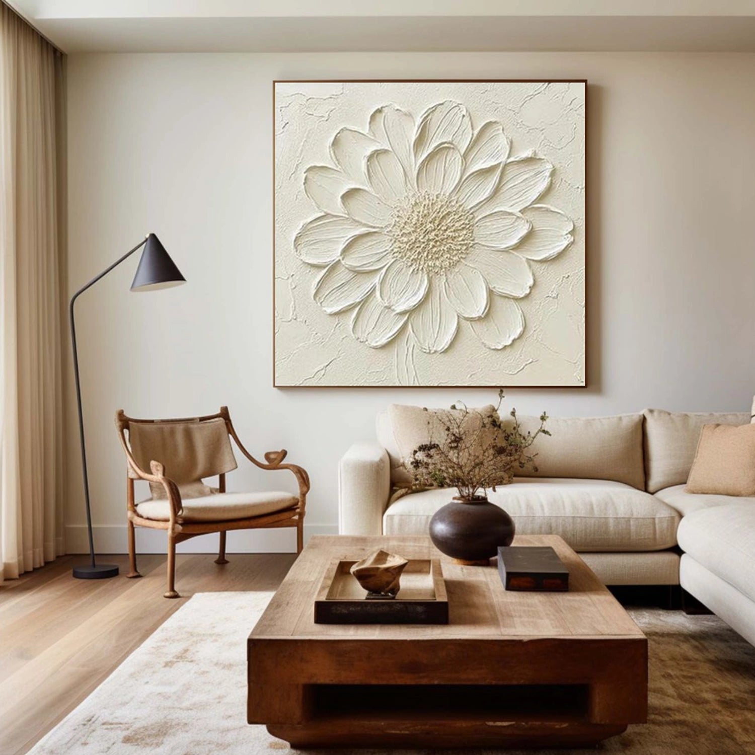 Minimalist Flower And Tree Textured Canvas Art #MF170
