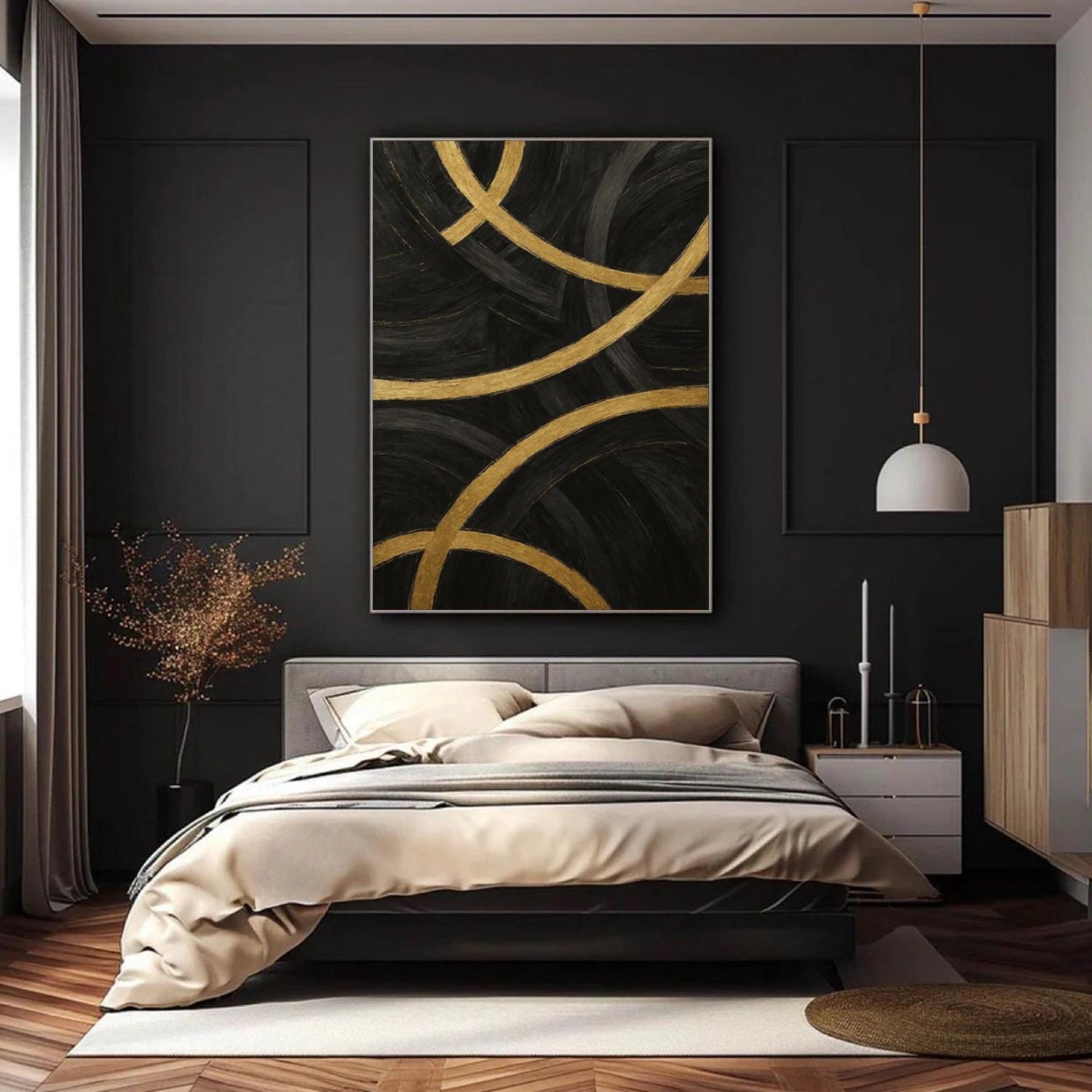 Black Minimalist Canvas Art #WZ123