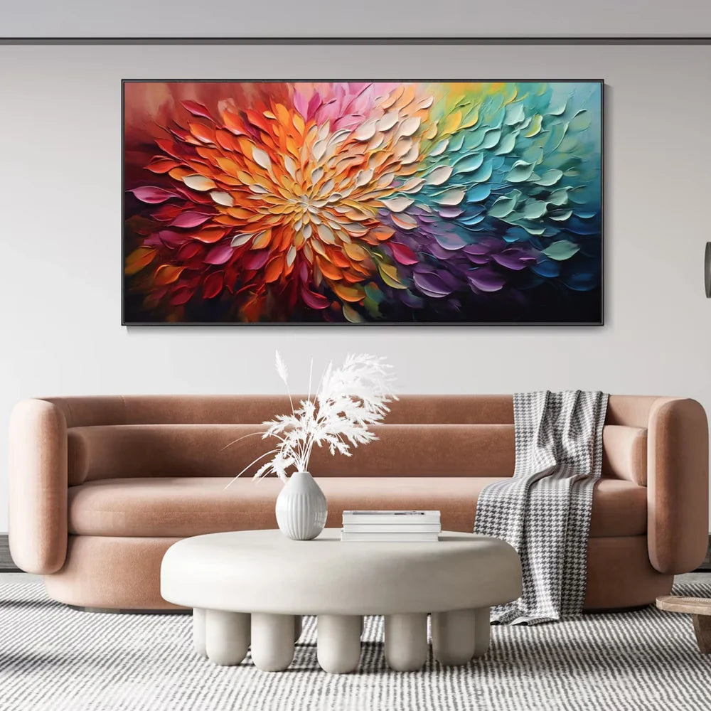 Colorful Abstract Flower And Tree Textured Canvas Art #MF052