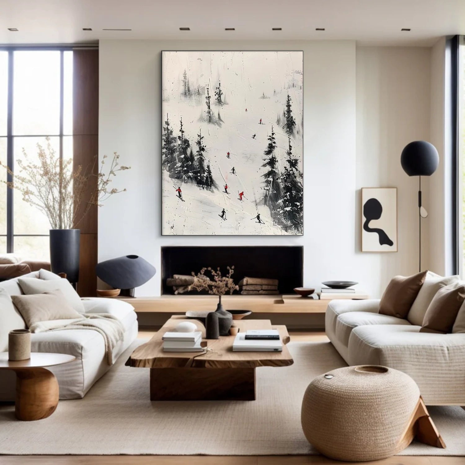 Skiing Sport Textured Canvas Painting #PB038