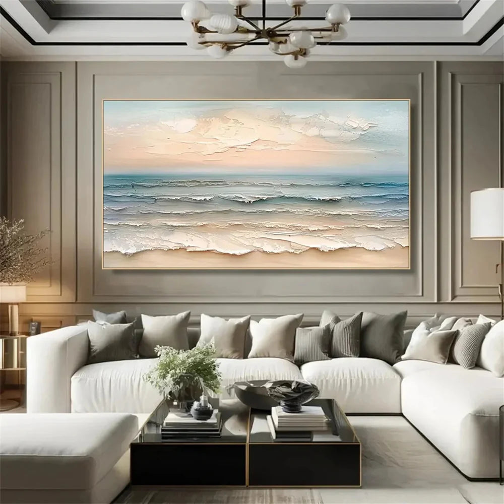 Colorful Abstract Ocean And Sky Textured Canvas Art # OC008