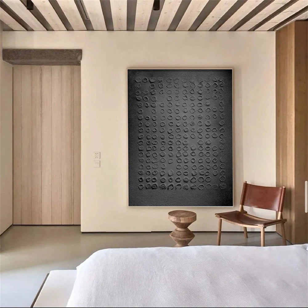 Black Minimalist Textured Canvas Art #WZ048