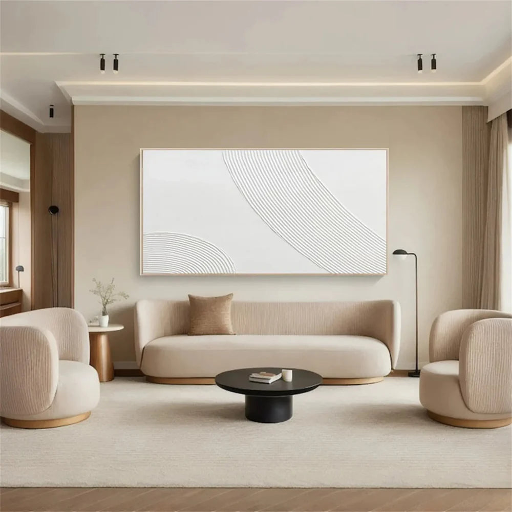 White Minimalist Textured Wall Art #WM061