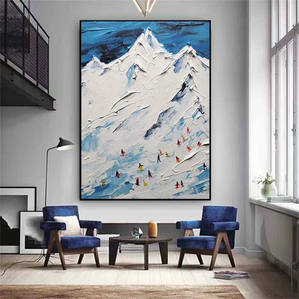 Skiing Sport Textured Canvas Painting #PB011