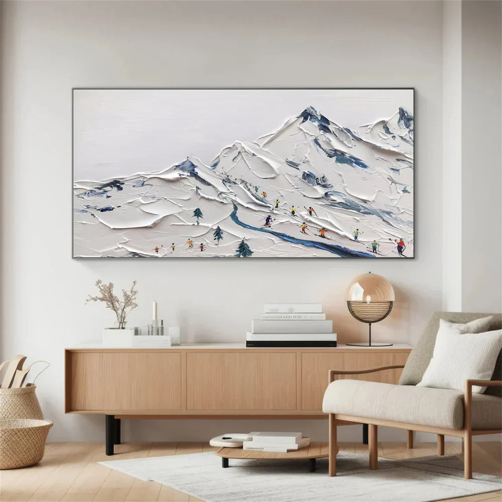Skiing Sport Textured Canvas Painting #PB003