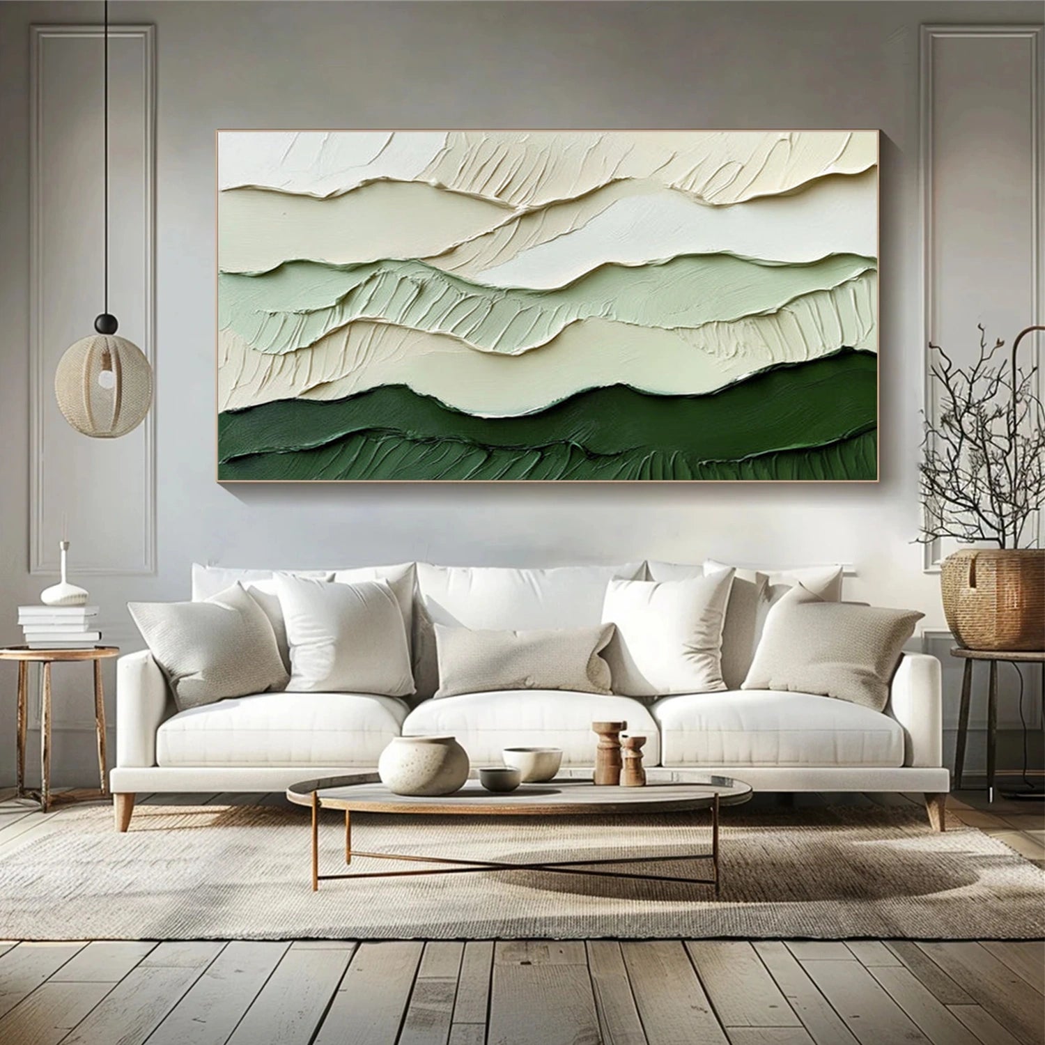 Green Minimalist Textured Canvas Art #WM152