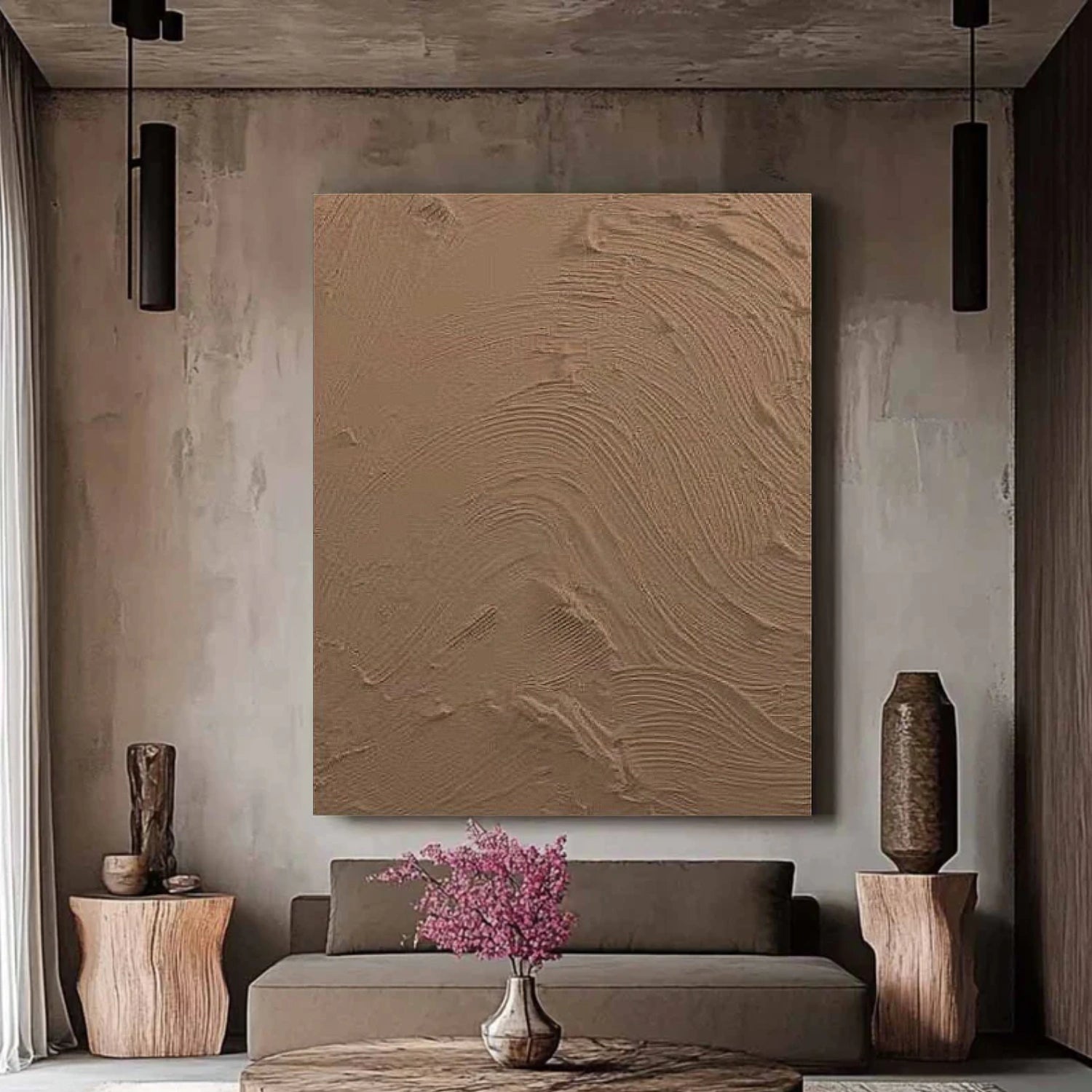 Brown Minimalist Textured Canvas Art #WM087