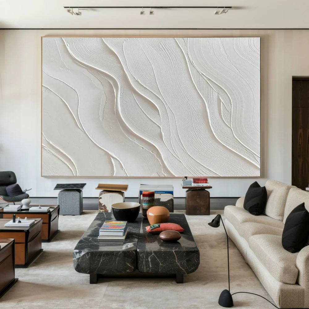White Minimalist Textured Wall Art #WM021