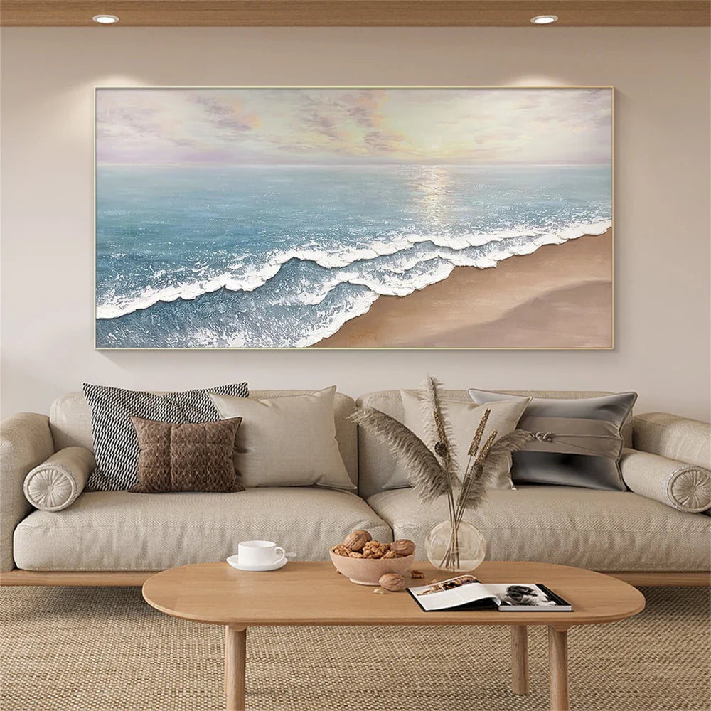 Abstract Ocean And Sky Textured Canvas Art # OC032