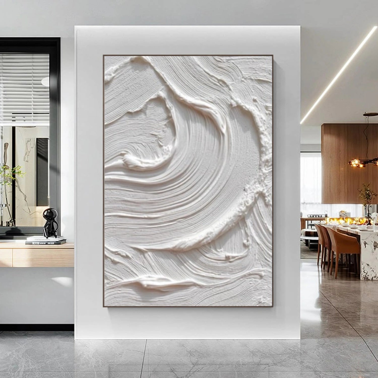 White Minimalist Textured Wall Art #WM149