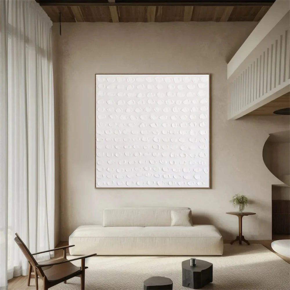 White Minimalist Textured Wall Art #WM077