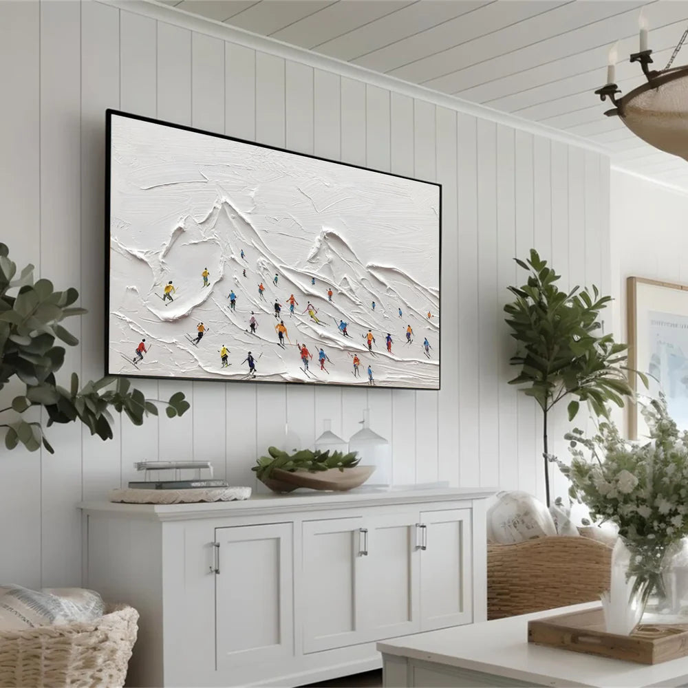 Skiing Sport Textured Canvas Painting #PB017