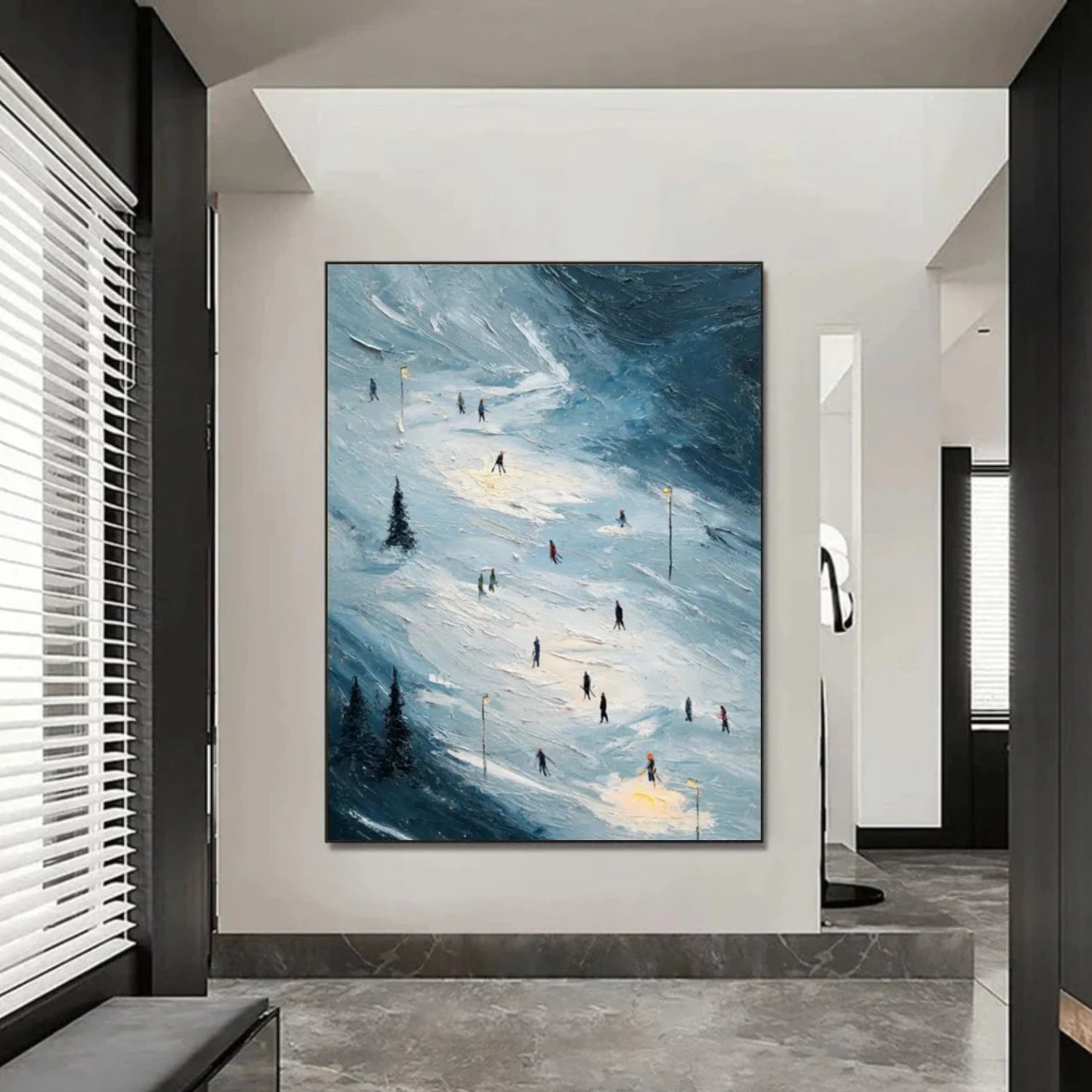 Skiing Sport Textured Canvas Painting #PB035
