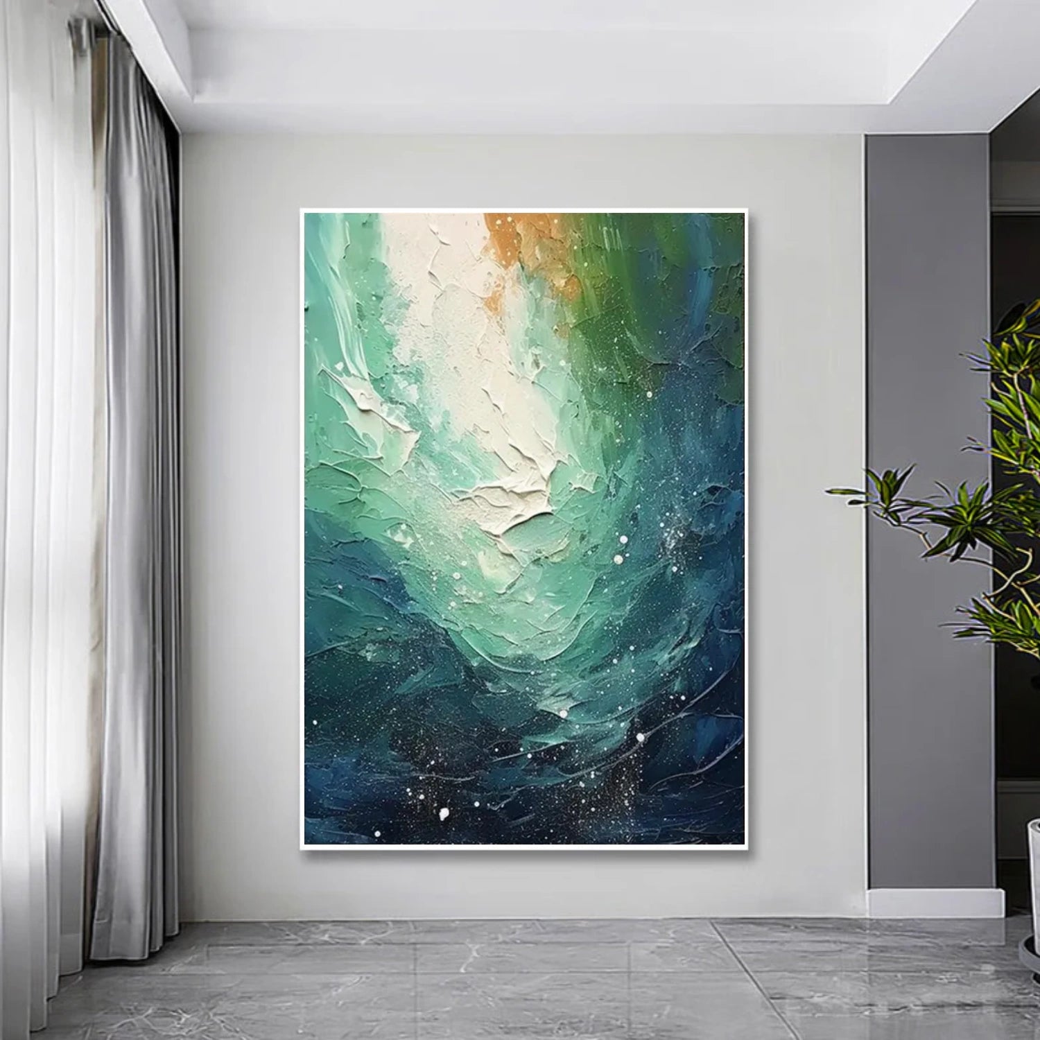Abstract Ocean And Sky Textured Canvas Art #OC108