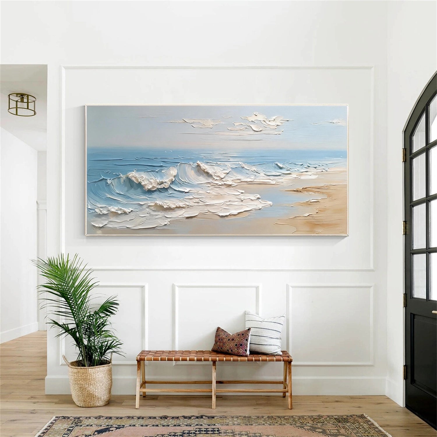 Abstract Ocean And Sky Textured Canvas Art #OC184