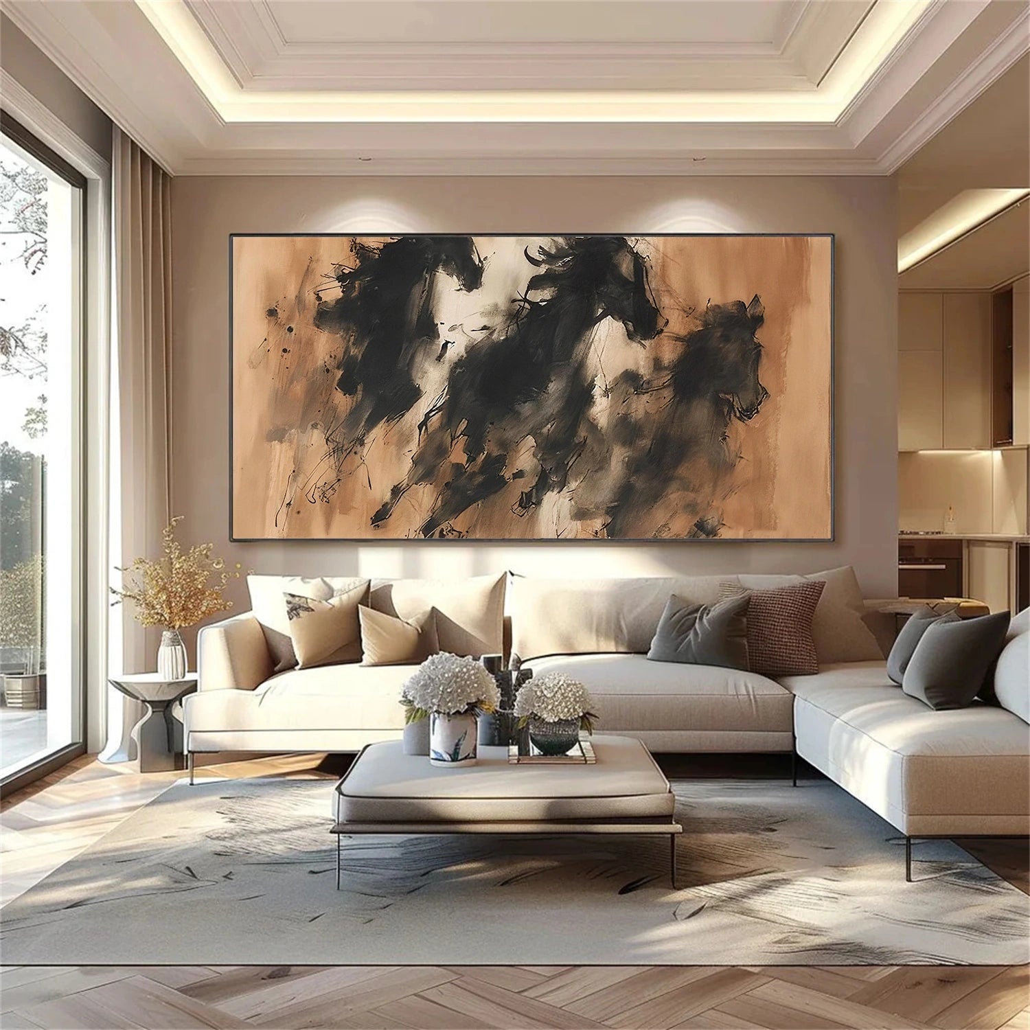Abstract Animal Horse Canvas Art #DW117