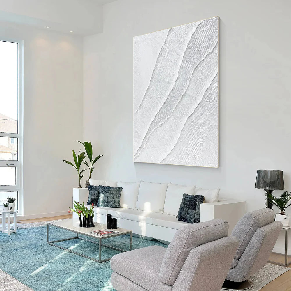 White Minimalist Textured Wall Art #WM068