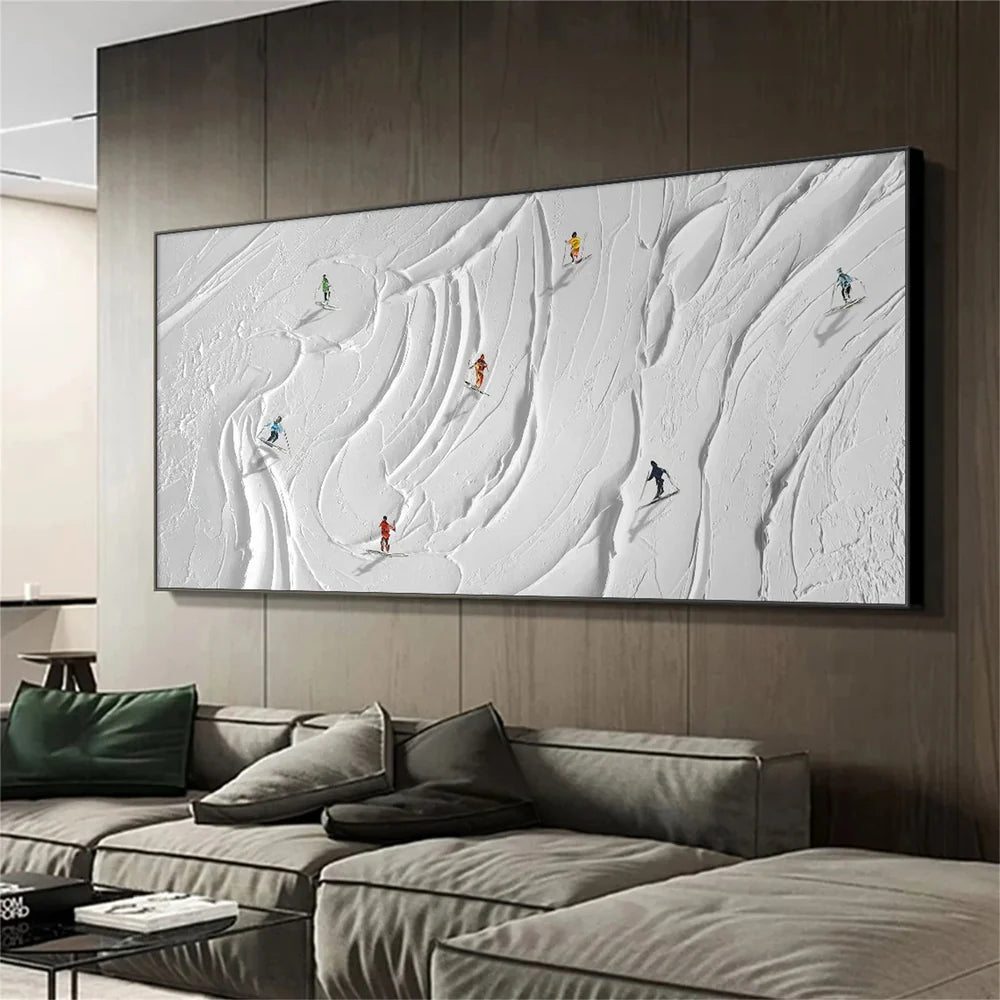 Skiing Sport Textured Canvas Painting #PB010