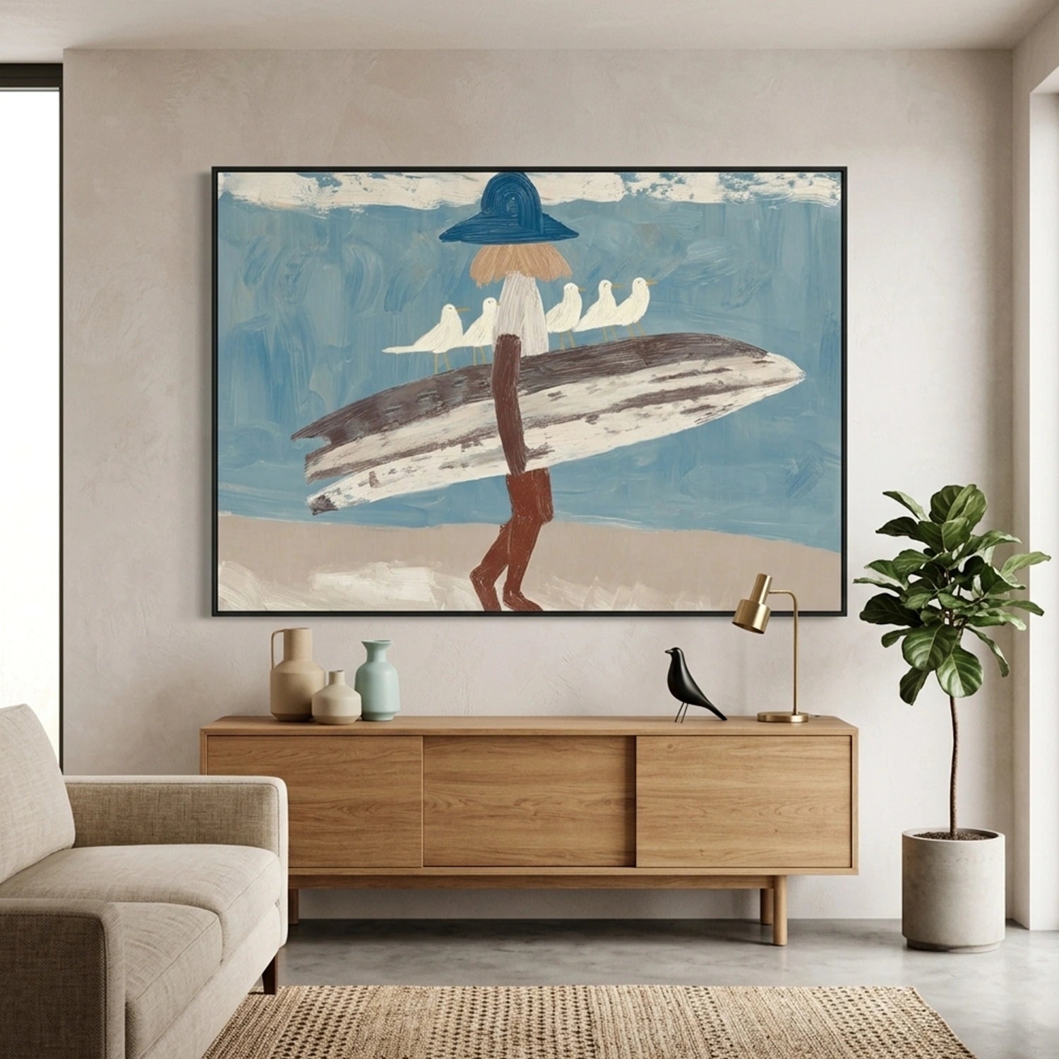 Surfing Sport Textured Canvas Painting #PB089