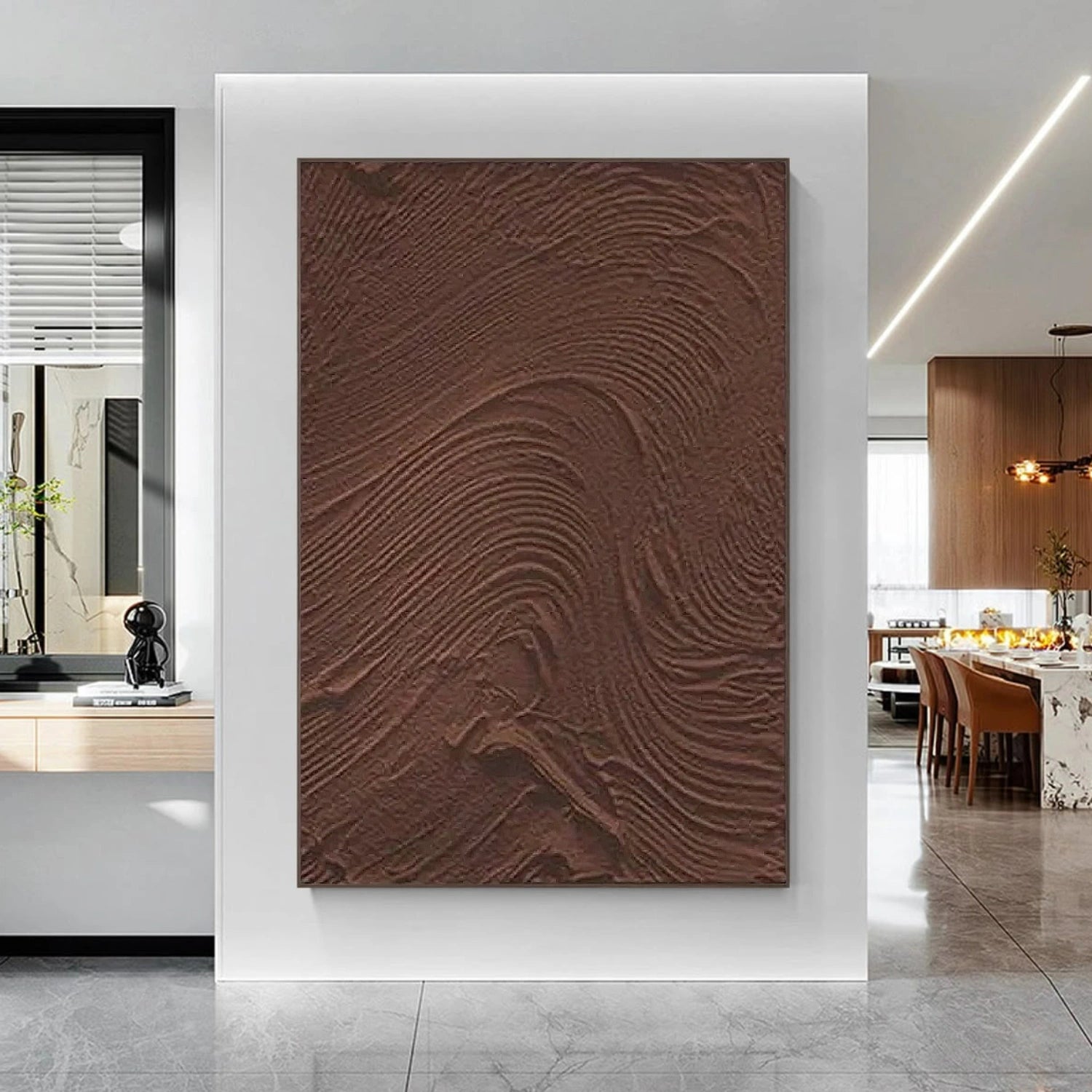 Brown Minimalist Textured Canvas Art #WM086