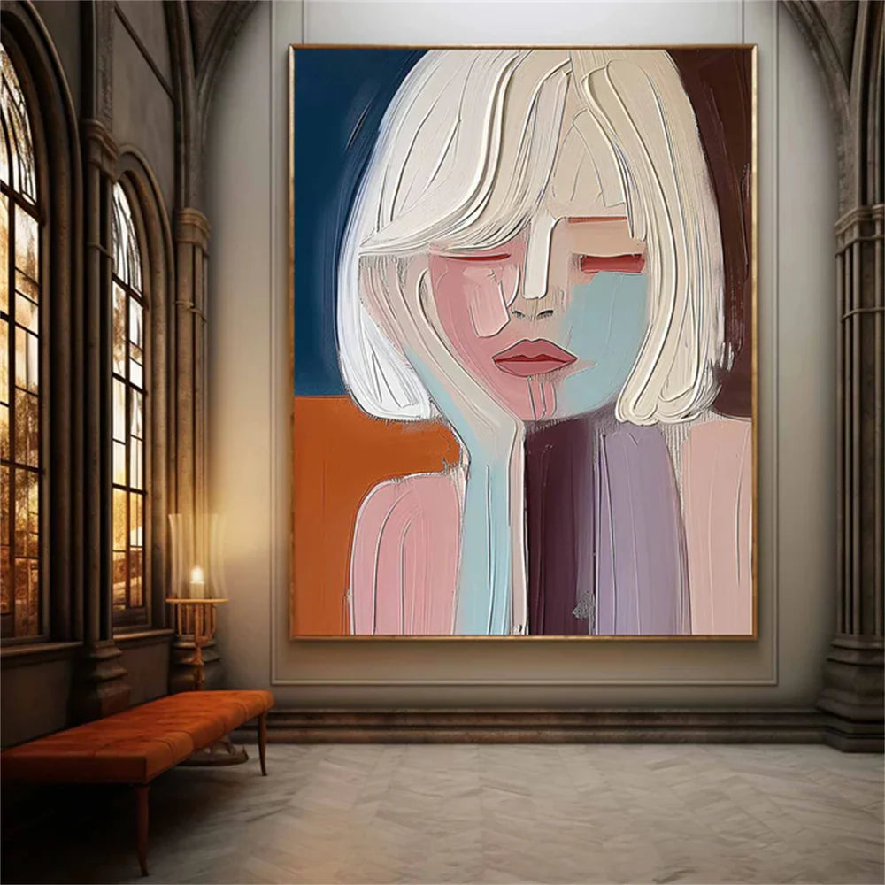 Colorful Abstract Portrait Textured Wall Art # LA022