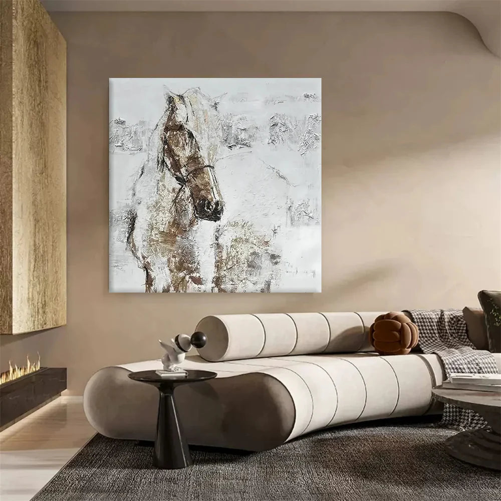 Abstract Animal Horse Textured Canvas Art #DW043