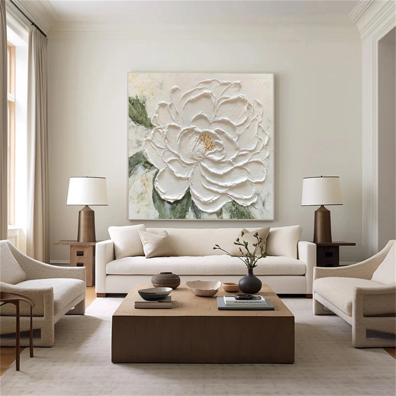 Minimalist Flower And Tree Textured Canvas Art #MF118