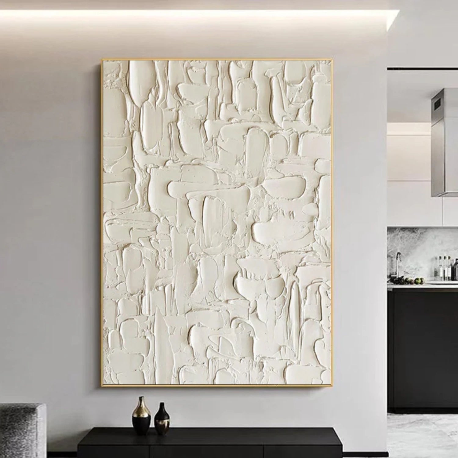 White Minimalist Textured Canvas Art #WM092