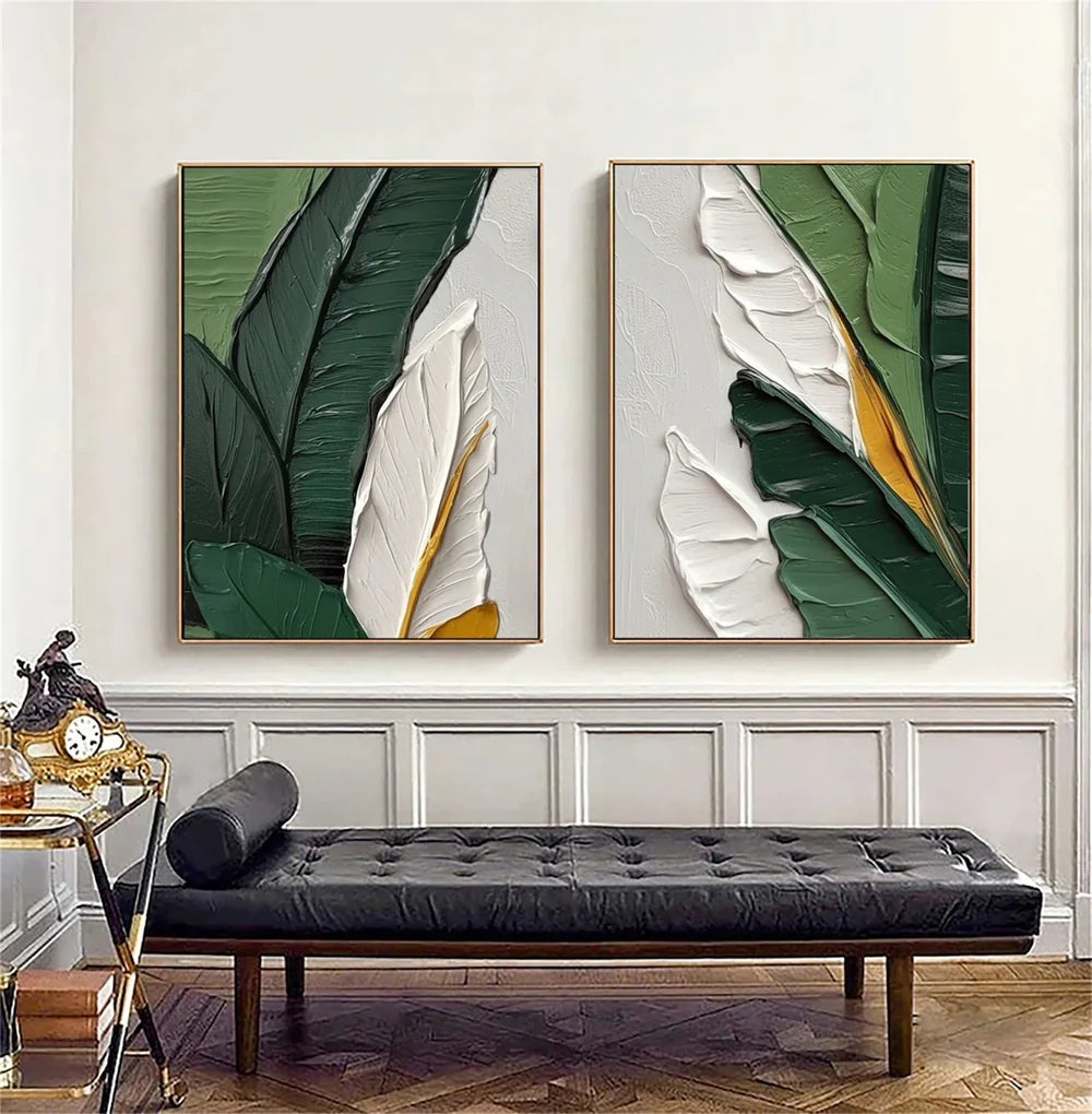 Abstract Flower And Tree Textured Canvas Art Set of 2 #MF045