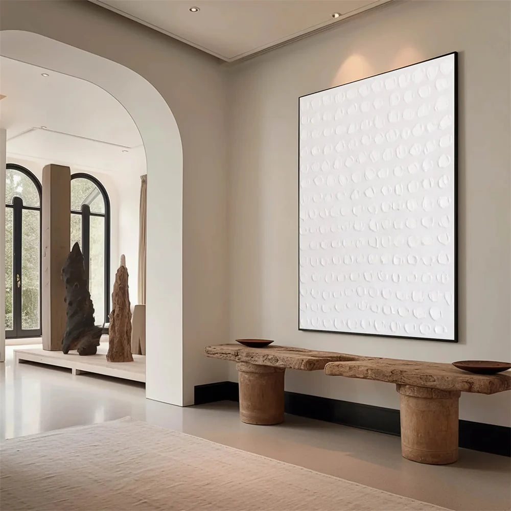 White Minimalist Textured Wall Art #WM069