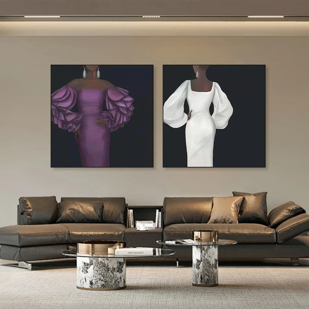 Abstract Portrait Textured Wall Art Square Set of 2 #LA025