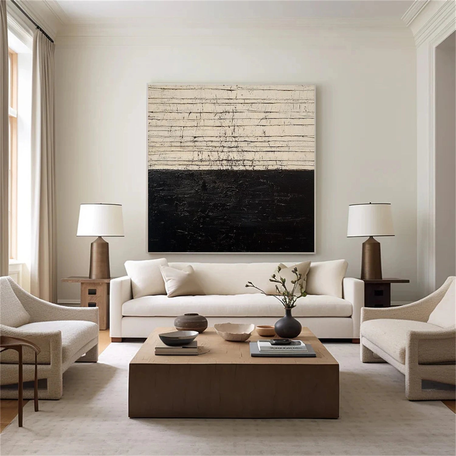 Black and White Wabi Sabi Textured Wall Art #VS093