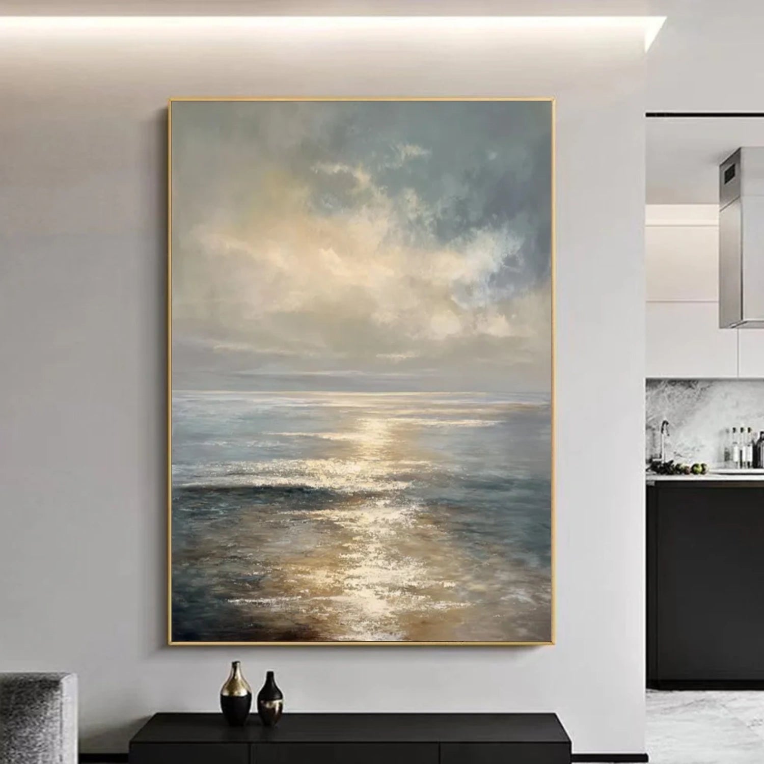 Abstract Ocean And Sky Canvas Art #OC101