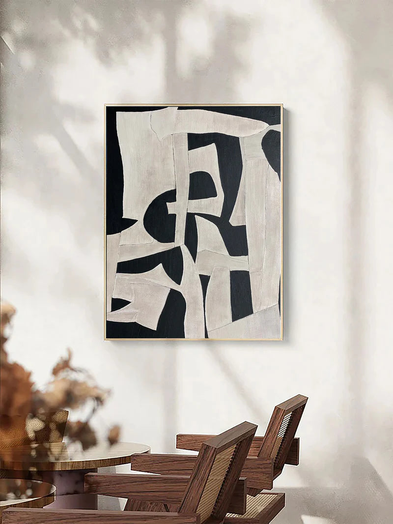 Black & Beige Wabi Sabi Textured Wall Art #VS023
