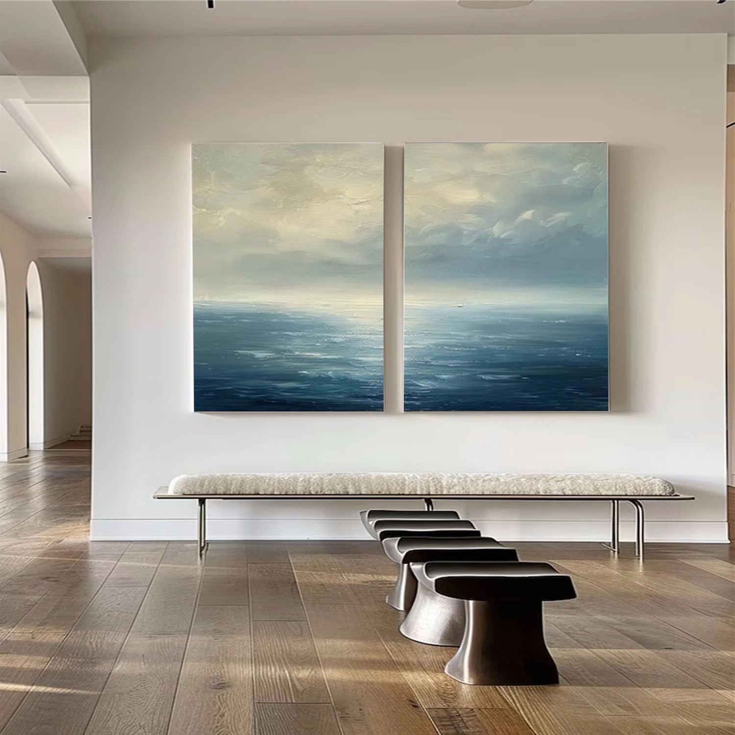 Abstract Ocean And Sky Canvas Art Set of 2#OC144