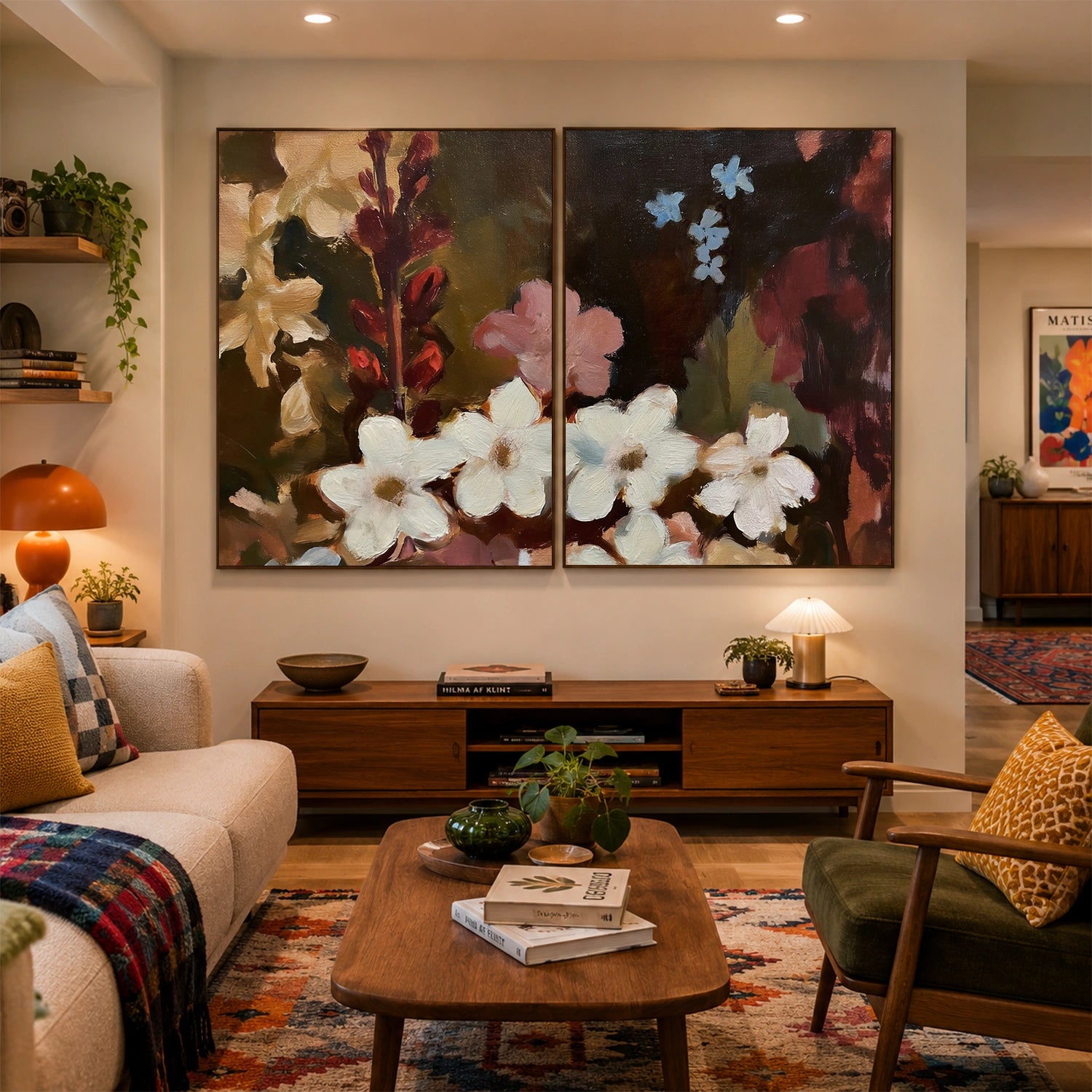 Abstract Flower Canvas Art Set of 2 #MF207