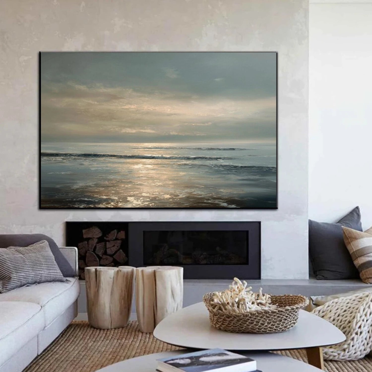 Abstract Ocean And Sky Canvas Art #OC100