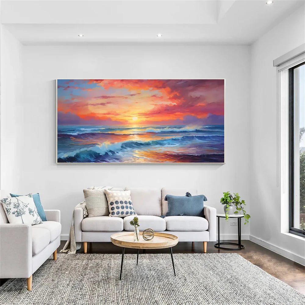 Colorful Abstract Ocean And Sky Canvas Art #OC065